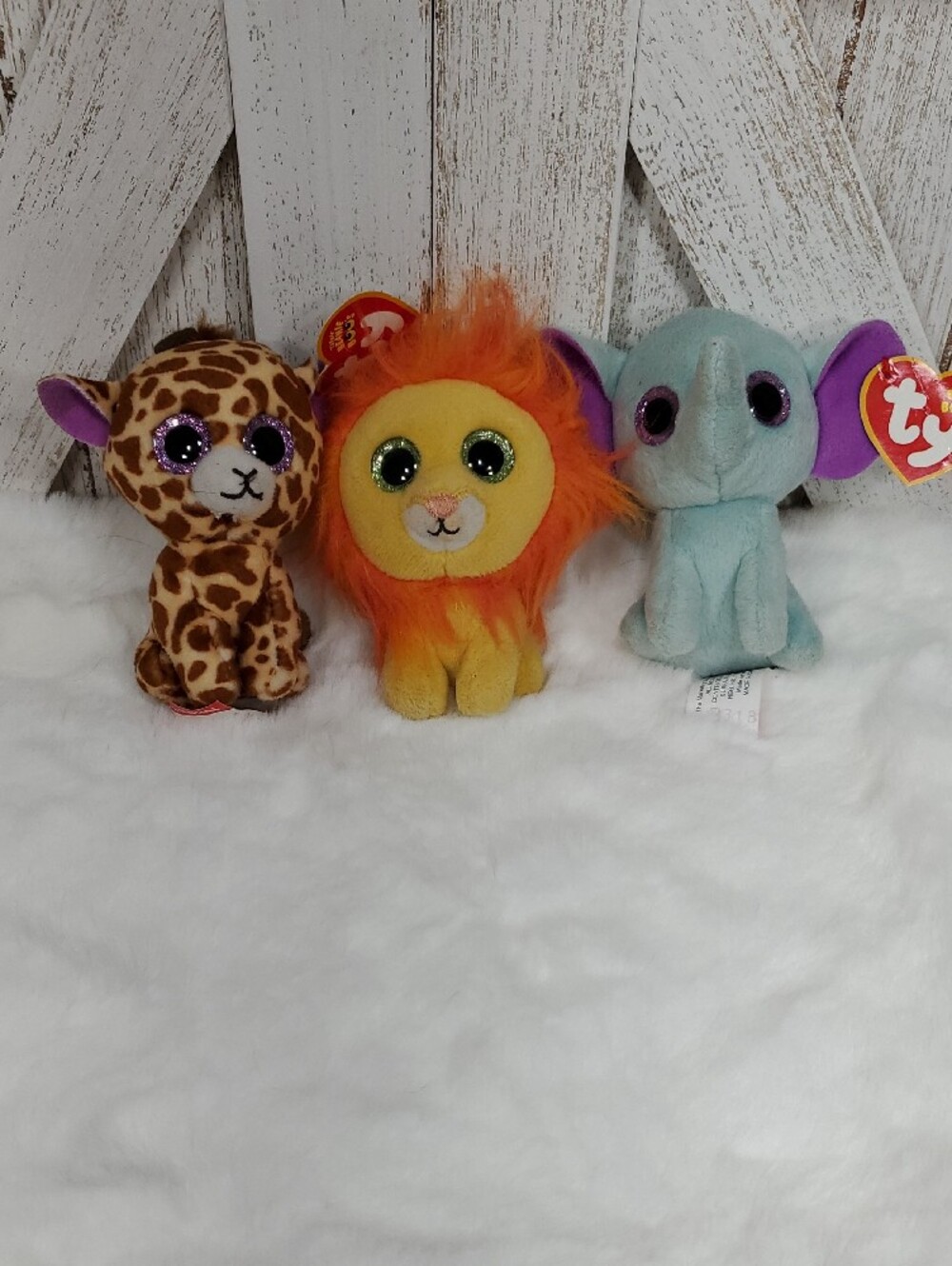 Ty Beanie Boos Plush Lion, Elephant, Giraffe Stuffed Animals